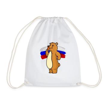 Russischer Bär und Fried Chicken Russian Bear and - Turnbeutel - Weiß - Vorne