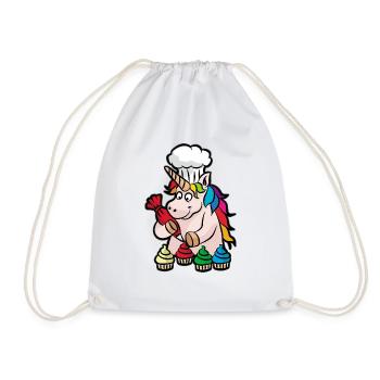 Unicorn Cupcake Baker Baking Baked Goods - Drawstring Bag - white - Front