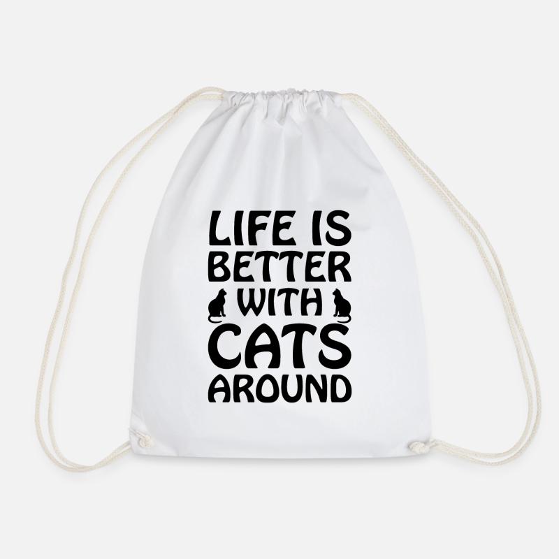 cat - Drawstring Bag - white