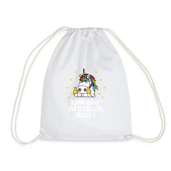 Fuck You Einhorn Einhörner Mittelfinger Geschenk - Turnbeutel - Weiß - Vorne