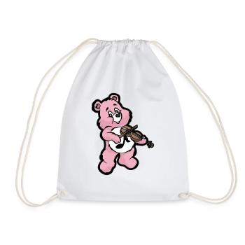 Teddy Bear Violin Player - Drawstring Bag - white - Front