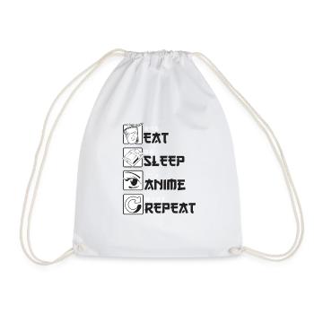 Eating Sleep Anime Repeat T-Shirt Anime - Drawstring Bag - white - Front