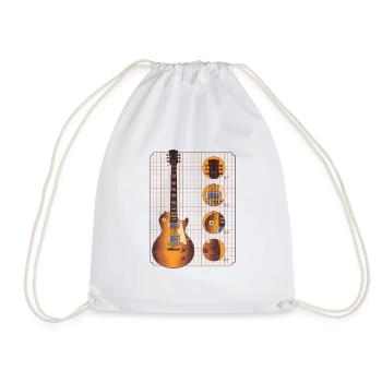 Guitares électriques Tshirt avec guitare électrique brun détails - Sac de sport léger - blanc - Devant
