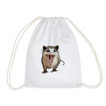 Laughing possum Gift idea for opossum friends - Drawstring Bag - white - Front