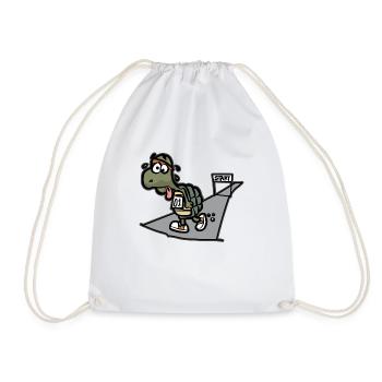 Tired Turtle Marathon Running Runners Athletes - Drawstring Bag - white - Front