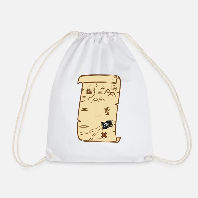 treasure map - Drawstring Bag - white