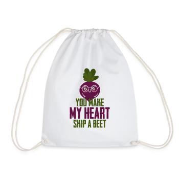 Hear Skip A Beet Wortspiel Herz Beat Rübe Lila - Drawstring Bag - white - Front