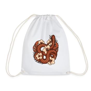 Snake Jungle Tropical snake hibiscus - Drawstring Bag - white - Front