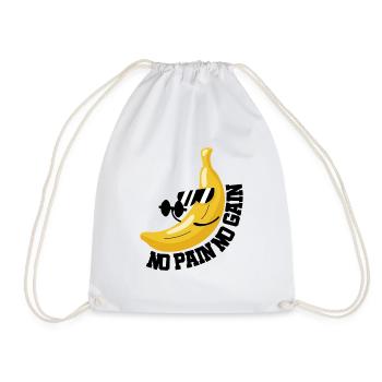 NO PAIN NO GAIN BANANA - Drawstring Bag - white - Front