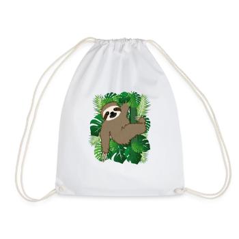 Chemise de paresse douce avec des plantes en arrière-plan - Sac de sport léger - blanc - Devant