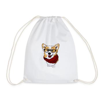 witzig guckender britischer Corgi Geschenkidee - Turnbeutel - Weiß - Vorne