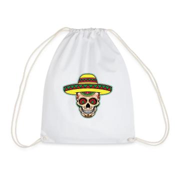 Mexican Sugar Skull Mexikaner Totenkopf - Turnbeutel - Weiß - Vorne
