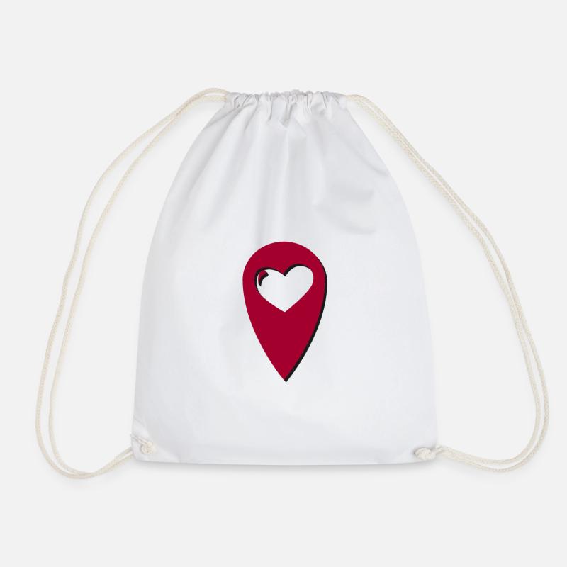 Location heart - Drawstring Bag - white
