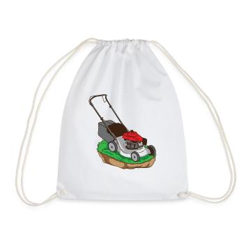 Lawn Mowing Lawn Mower Garden Gardener Lawn Tractor - Drawstring Bag - white - Front