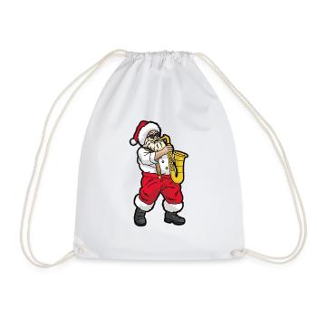 Saxophone player Santa Claus Saxophone - Drawstring Bag - white - Front