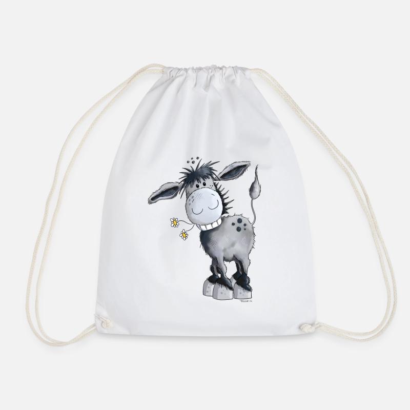 Funny Donkey - Drawstring Bag - white