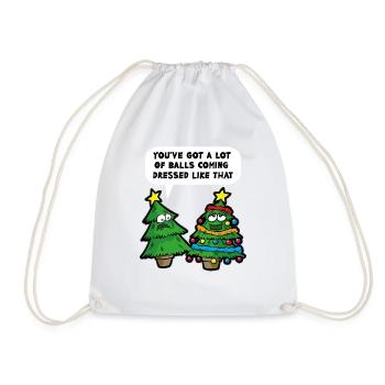 Christmas humor funny Christmas tree saying - Drawstring Bag - white - Front
