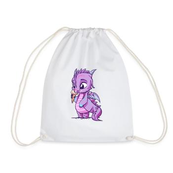Little sweet dragon with icecream - Drawstring Bag - white - Front
