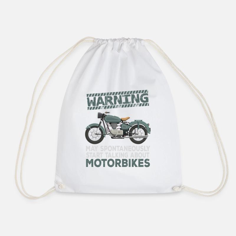 Warning Motorbikes - Drawstring Bag - white