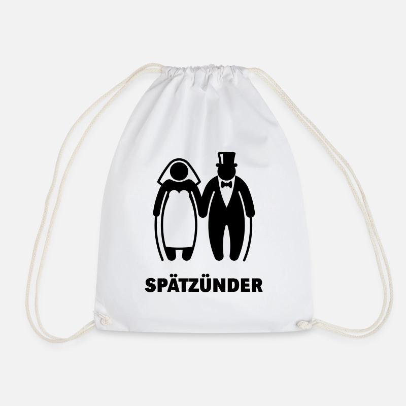 Spätzünder (Älteres Brautpaar / Hochzeit) - Turnbeutel - Weiß