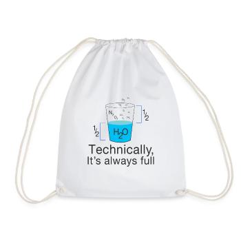 Half full glass of funny - Drawstring Bag - white - Front
