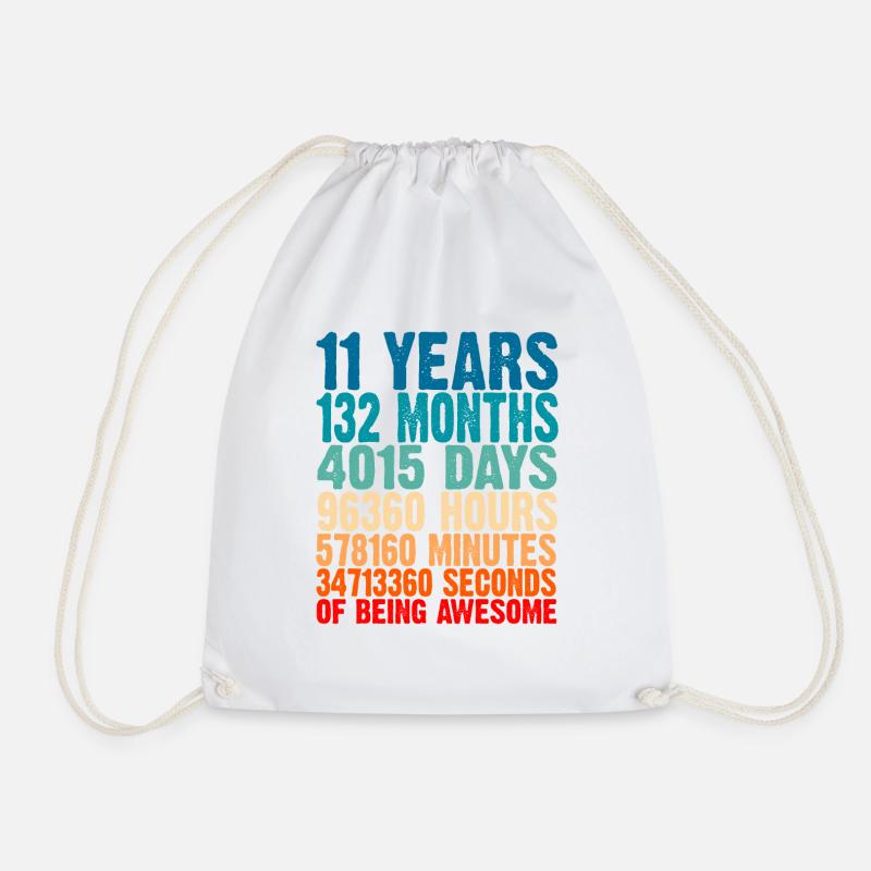 11 Years Of Being Awesome 11 Birthday Gift 1 - Drawstring Bag - white