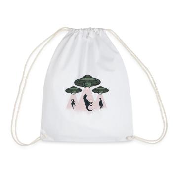 Ufo dinosaurs are kidnapped by Ufo alien - Drawstring Bag - white - Front