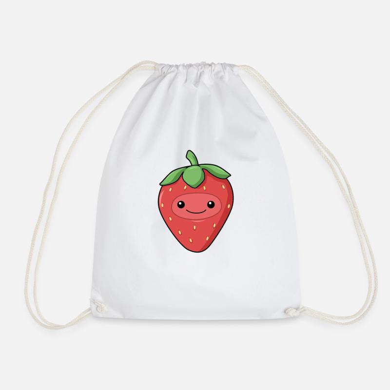 Comic Erdbeere Strawberry - Drawstring Bag - white