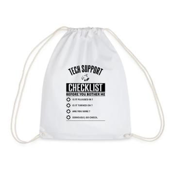 Tech Support Checklist Lustig - Turnbeutel - Weiß - Vorne