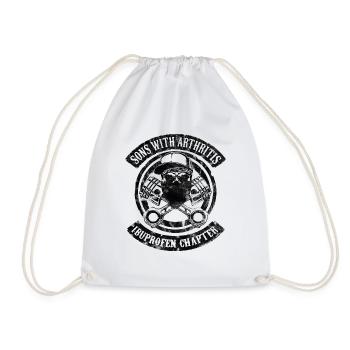 Sons With Arthritis black biker humor son man - Drawstring Bag - white - Front