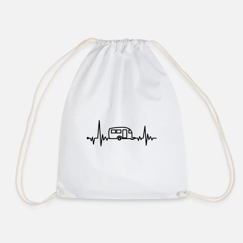 Camping heartbeat - Drawstring Bag - white