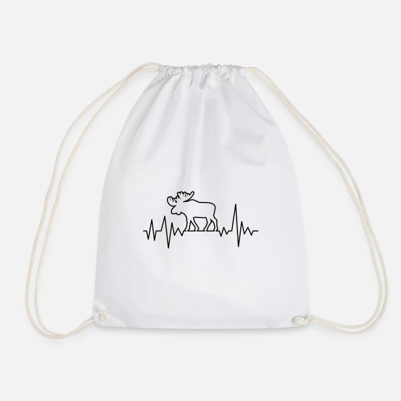 Moose heartbeat - Drawstring Bag - white
