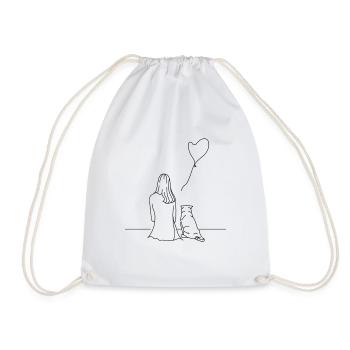Fille avec chien - Sac de sport léger - blanc - Devant