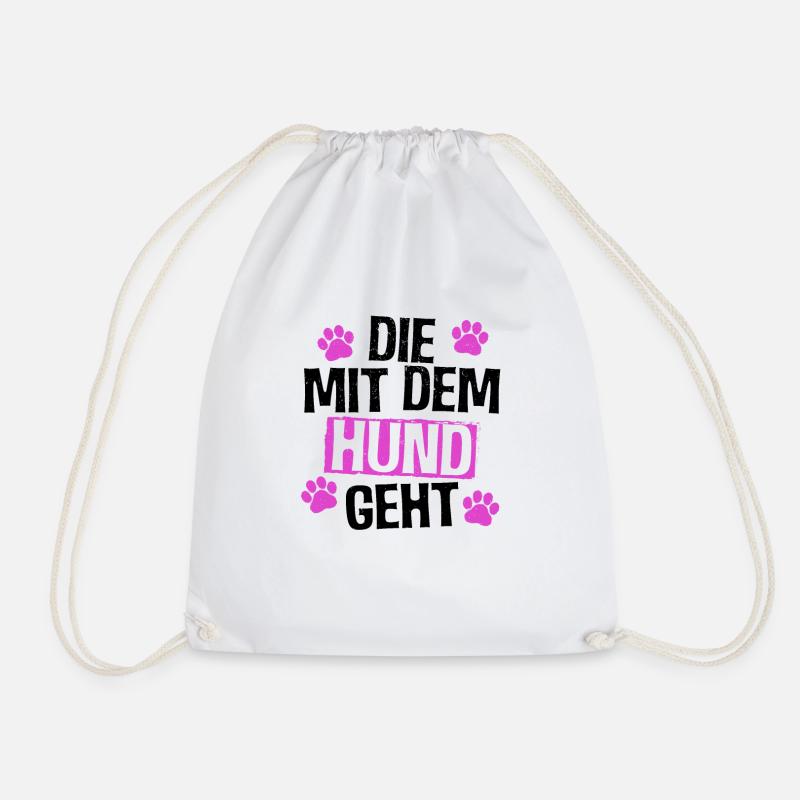 Die mit dem Hund geht - Turnbeutel - Weiß