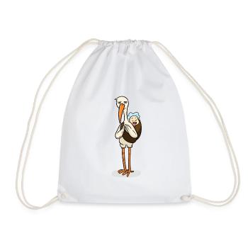 Stork with baby - Drawstring Bag - white - Front