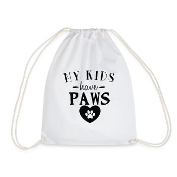 My kids have paws. - Drawstring Bag - white - Front