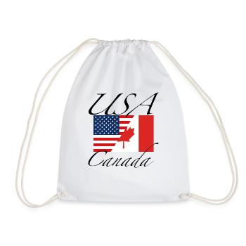 USA Canada flag - Drawstring Bag - white - Front