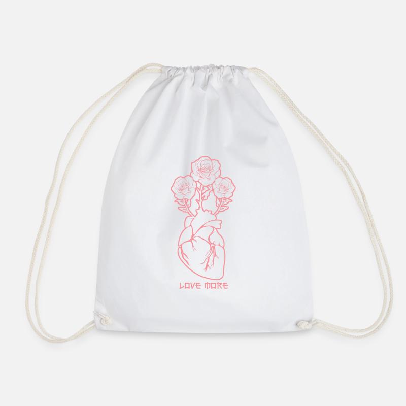 love more - Drawstring Bag - white