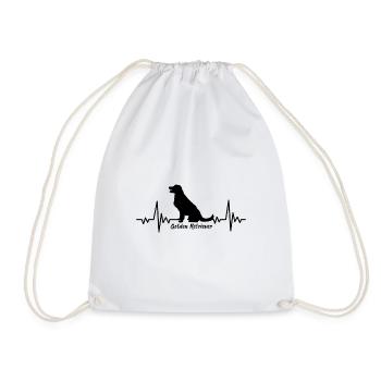 Golden retriever heartbeat - Drawstring Bag - white - Front