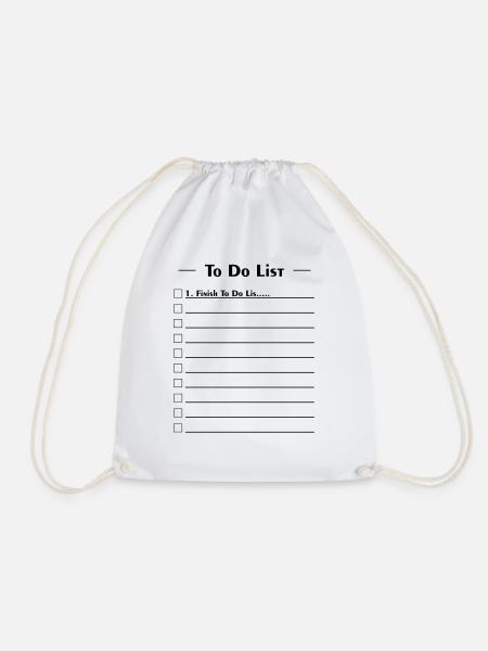 to do list - Drawstring Bag - white