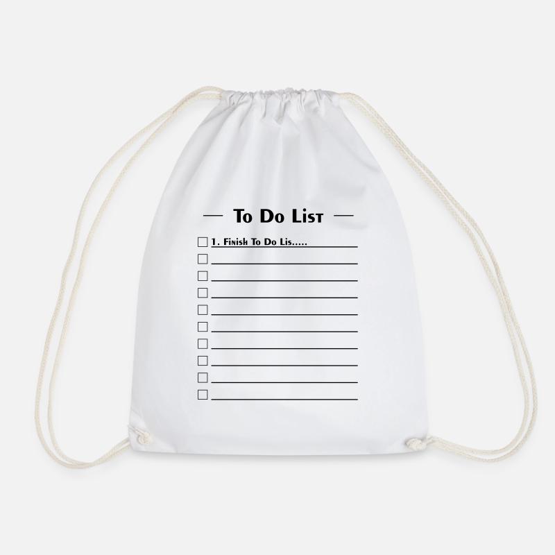 to do list - Drawstring Bag - white