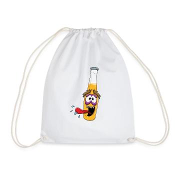 Lustige Bierflasche - Turnbeutel - Weiß - Vorne