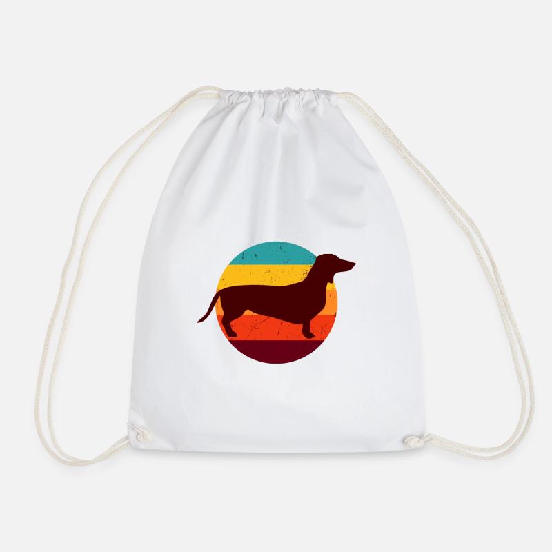 dachshund - Drawstring Bag - white