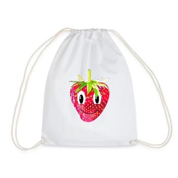 Strawberry face - Drawstring Bag - white - Front