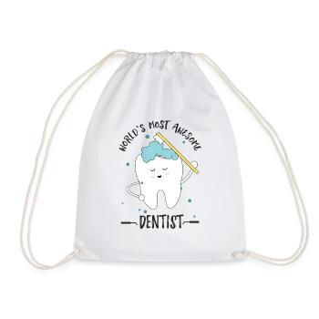 World's Best Dentist Funny - Drawstring Bag - white - Front