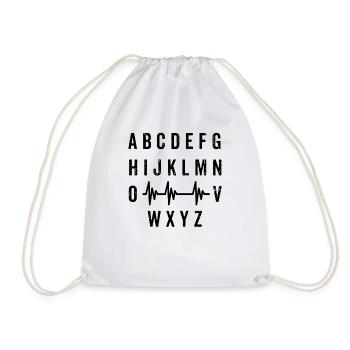 PQRST Heartbeats Nurse T design Funny Alphabet Wav - Drawstring Bag - white - Front