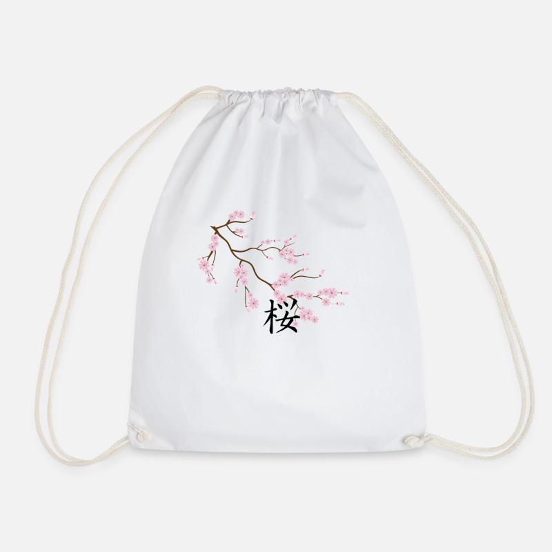 Sakura-Baum blüht mit Kanji - Turnbeutel - Weiß