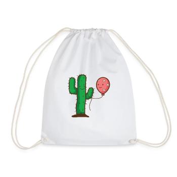 Cactus and balloon - love despite obstacle - Drawstring Bag - white - Front