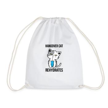 Hangover Cat Rehydrates Drink Alcohol Hangover - Drawstring Bag - white - Front
