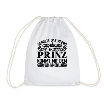 Camping SHIRT - Prinz kommt mit dem Wohnmobil - Turnbeutel - Weiß - Vorne